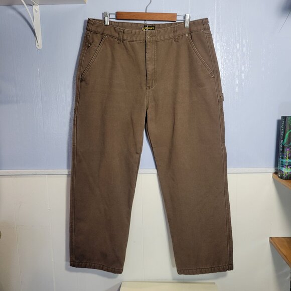 Stanley 36x30 Dark Brown Fleece Lined Cargo Outdoor Winter Work Pants - Picture 1 of 8
